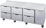 Beverage-Air WTRD93AHC-6 Work Top Refrigerator - 93" - 4" Built in Backsplash - 6 Drawers