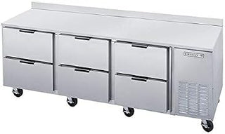 Beverage-Air WTRD93AHC-6 Work Top Refrigerator - 93" - 4" Built in Backsplash - 6 Drawers