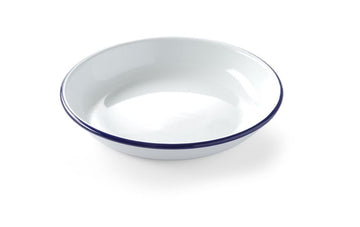 Deep plate by Hendi – 240mm, Enamelled Steel, White/Blue, Model 621271