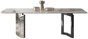 Mesa de Comedor Stainless Steel Rock Plate Dining Table Modern Simple Restaurant Villa Home Mesa de Comedor(180x90x75cm)