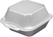 Ecopax Hinged Foam Clamshell Container, 225, White Non-Vented, 1 Compartment, 5.94" x 5.5" x 3.38" | 500/Case