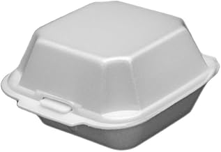 Ecopax Hinged Foam Clamshell Container, 225, White Non-Vented, 1 Compartment, 5.94" x 5.5" x 3.38" | 500/Case