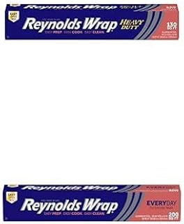Wrap Heavy Duty Aluminum Foil Roll 12 Inches Wide, 130 Sq. Ft. & Reynolds Wrap Everyday Aluminum Foil 200 Sq Ft Bundle