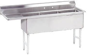 Economy 68.5" x 25.75" Triple Fabricated Bowl 3 Compartment Scullery Sink