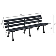 6'L Outdoor Park Bench with Backrest by Global Industrial – Iron, Black, Model 240126BK