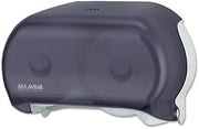 San Jamar VersaTwin Standard Tissue Dispenser, 2 Roll, 12-1/4 x 5-3/4 x 8-1/4, Black Pearl - one toilet tissue dispenser.