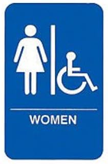 Royal Industries Women/Accessible Sign, Plastic, Black Sign with White Letters and Graphic.
