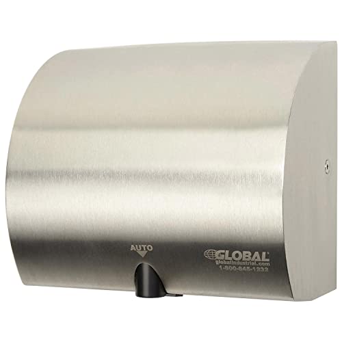 High Velocity Automatic Hand Dryer by Global Industrial – 6"L x 9.83"W x 8.67"H, Stainless Steel, Brushed Stainless, Model AK2851