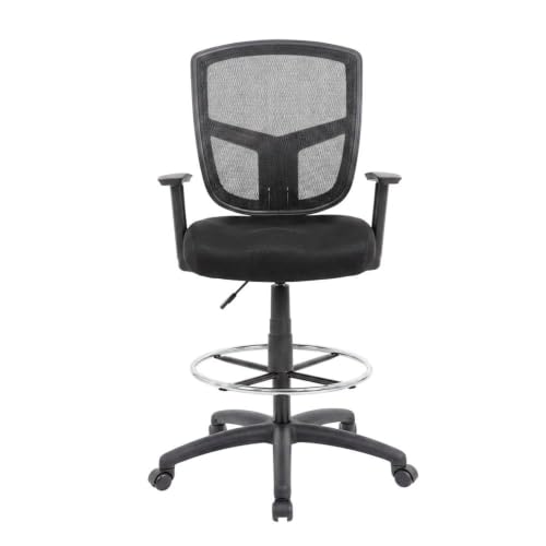Mesh Task Stool with Adjustable Arms, Drafting Chair with Nylon Base and Dual-Wheel Casters for Standing Desk and Home Office - image 6