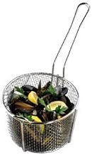 Tablecraft Stainless Steel Round Cooking Basket - 8-1/4" Dia. X 5"