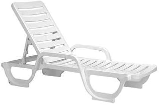 Grosfillex Bahia Commercial-Grade Resin Chaise Lounge, White 44031004