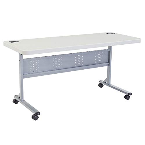 Blow Molded Folding Training Table by Global Industrial – 60" x 24", Plastic, Grey, Model INT-BPFT-2460