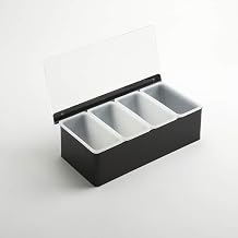 American Metalcraft Black Stainless Steel Condiment Holder, 4 Compartments, 12 x 5.75 x 3.5 inches - CDB4