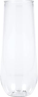 Creative Converting 338361 Clear Plastic Stemless Champagne Flutes, 9 oz, 4 Ct.