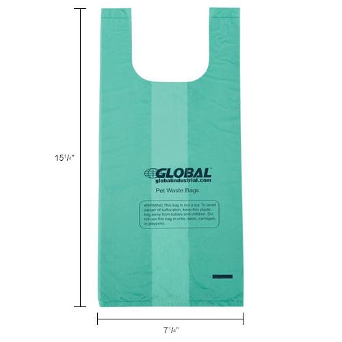 Pet Waste Plastic Bags With Tie-Handles by Global Industrial – 1 Count (Pack of 1), Plastic, Green, Model 695798