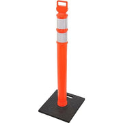 Portable Reflective Delineator Post with Square Base by Global Industrial – Polyethylene, Orange, Black, Model 670681