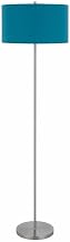 Cal Lighting 150W Metal Floor Lamp3-Way Navy Blue Linen Shade Modern Pole Lamp for Living Room Blue