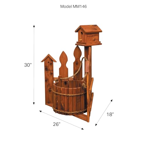 American Furniture Classics Large Solid Red Cedar Corner Planter with Birdhouse and Picket Fence - image 4