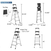 Cosco 2061AABLKE Aluminum Platform Ladder, 21" Wide, Silver - photo 4