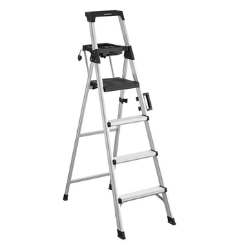 Cosco 2061AABLKE Aluminum Platform Ladder, 21" Wide, Silver - Default Title