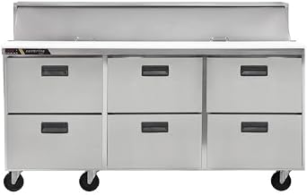 Traulsen CLPT-7220 72" 3-Section Refrigerated Prep Table - (6) Drawers