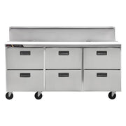 CLPT-7220 72" 3-Section Refrigerated Prep Table - (6) Drawers by Traulsen – (6) Drawers, Silver, Model CLPT-7220-DW
