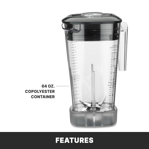 Waring 64 Ounce Copolyester Jar / Black / MX1500XTX - Copolyester 64 Oz Container | Noise Reduction Countertop Blenders
