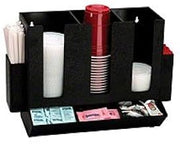 DISPENSE-RITE HLCO-3BT Countertop Cup Lid, Straw and Condiment Organizer,Black