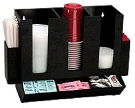 DISPENSE-RITE HLCO-3BT Countertop Cup Lid, Straw and Condiment Organizer,Black