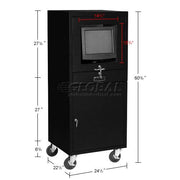 Mobile Security Computer Cabinet by Global Industrial – 24.5"W x 22.5"D x 60.38"H, Alloy Steel, Black, Model 706669BK