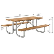 Outdoor 8'L Rectangular Picnic Table by Global Industrial – Recycled Plastic & Steel, Cedar, Model 271675CD