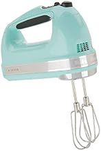KitchenAid RRKHM9AQ 9-Speed Digital Hand Mixer with Turbo Beater II Accessories and Pro Whisk - Aqua Blue (Renewed)