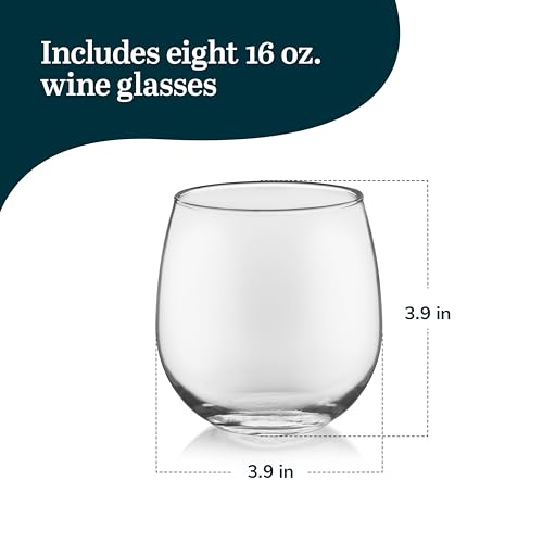 Libbey Stemless Bowl Red 8 (16.75 oz) / 8 Count / Modern Wine Glasses