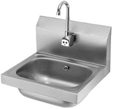 Krowne Metal HS-11 Wall Mount Hand Sink w/ 14"W x 10"FtoB x 6" Deep Bowl & Splash Mount Electronic Gooseneck Faucet