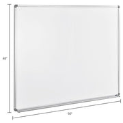 Magnetic Whiteboard - 60 x 48 - Steel Surface - Aluminum Frame by Global Industrial – 60"W x 48"H, Aluminum, White, Model 695646