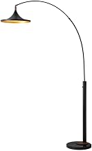 Lodi 1-Light Arc Floor Lamp - Black Walnut Gold Leaf Marble Base Dimmer