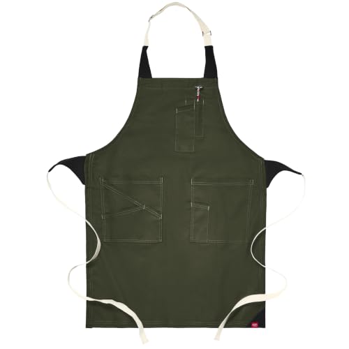 Red Kap Olive / 22W x 34L / Flex Strap Utility Bib Apron Girls