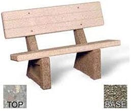 48"Concrete Bench, Polished Gray Limestone Top, Gray Limestone Leg