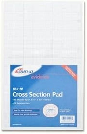 Ampad Cross - Section Quadrille Pads - Legal - 40 Sheets - Glue - 20 lb Basis Weight - 8 1/2" x 14" - White Paper - Chipboard Backing - 40 / Pad