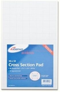 Ampad Cross - Section Quadrille Pads - Legal - 40 Sheets - Glue - 20 lb Basis Weight - 8 1/2" x 14" - White Paper - Chipboard Backing - 40 / Pad