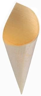 PacknWood 210BBCO81-Mini Wooden Cone Kraft Paper Cones with Dipping Sauce Compartment, Disposable Appetizer Food Cups,Paper Cones,Charcuterie Cones,mini canapes Cones 0.5oz L:3.25" in | Case of 1000.