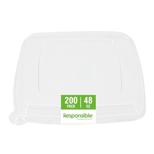 Responsible Products 16-48 oz Clear Lids (200 Count) / Clear / Casual Container Lids