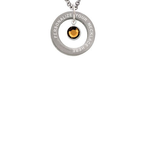 Crystal Brown Channel Drop Custom Engraved Affirmation Ring Necklace by Delight Jewelry – Crystal, brown, Model 1703-NAF-F1594-C6506-F2409-CUSTOM
