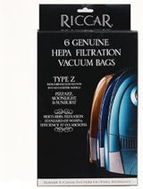 Genuine Riccar type Z HEPA Filtration Vacuum Bags for Sunburst, Moonlight, Pizzaz models (6-pack) part # RZH-6