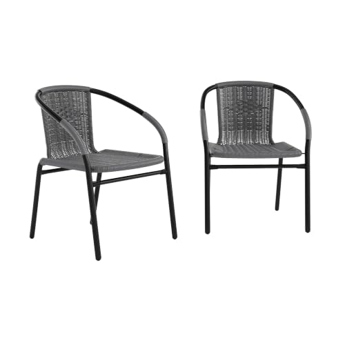 Flash Furniture Grey / Set of 2 / Contemporary Patio Dining Chairs