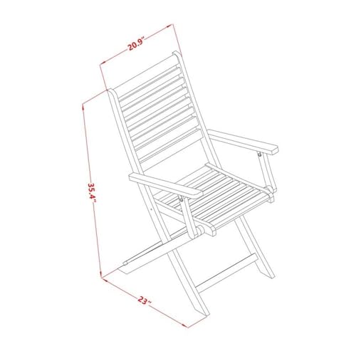 East West Furniture Natural Oil / Folding Chair / Set of 2 Patio Dining Chairs