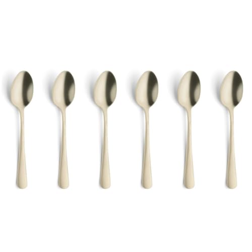 Amefa Champagne / Espresso spoon, 6 pieces. / Espressolöffel, 6-teilig, champagner satiniert Coffee & Espresso Spoons