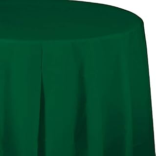 Creative Converting Club Pack Solid Color Hunter Green Tissue/Poly 82in Round Tablecover, Box of 12 Tablecovers