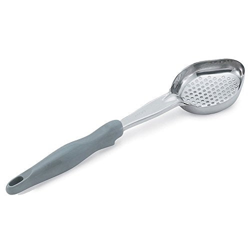4 Oz. Gray Perforated Oval Spoodle Utensil by Vollrath – 4.0 ounces, Stainless Steel Shaft and Bowl, Nylon Handle, Gray Handle, Model 6422445