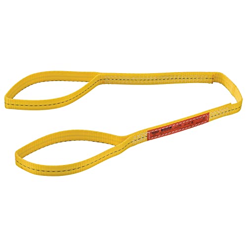 Polyester Eye & Eye Web Sling by Global Industrial – 4'L x 1"W, Polyester, Yellow, Model JLEE1601DFX4